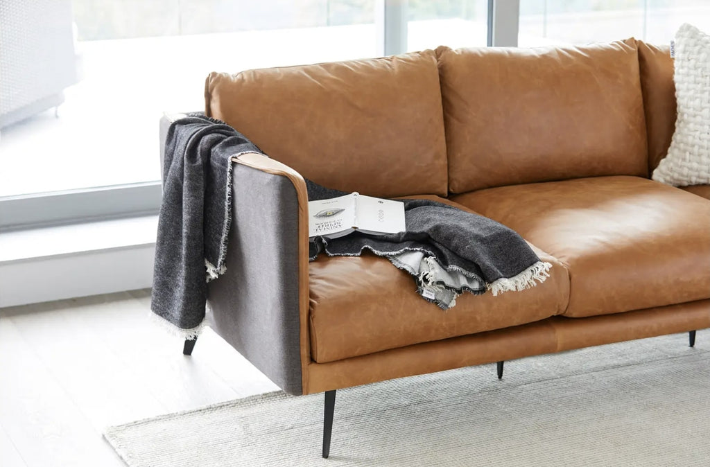 Messina Leather Sofa Cigare Tan Leather 83"