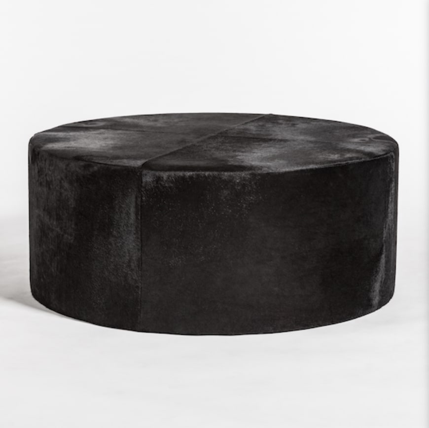 St. Francis Leather Ottoman, Ebony Hide 40.5 × 40.5 × 16.5 in